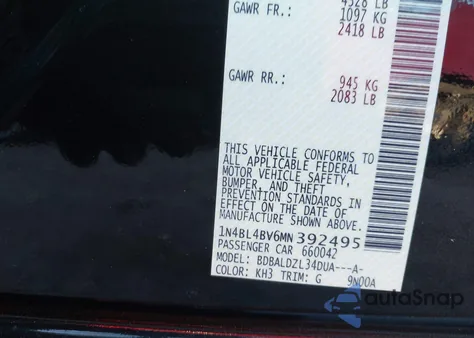 2021 Nissan Altima S Fwd z USA, uszkodzony, nr VIN 1N4BL4BV6MN392495